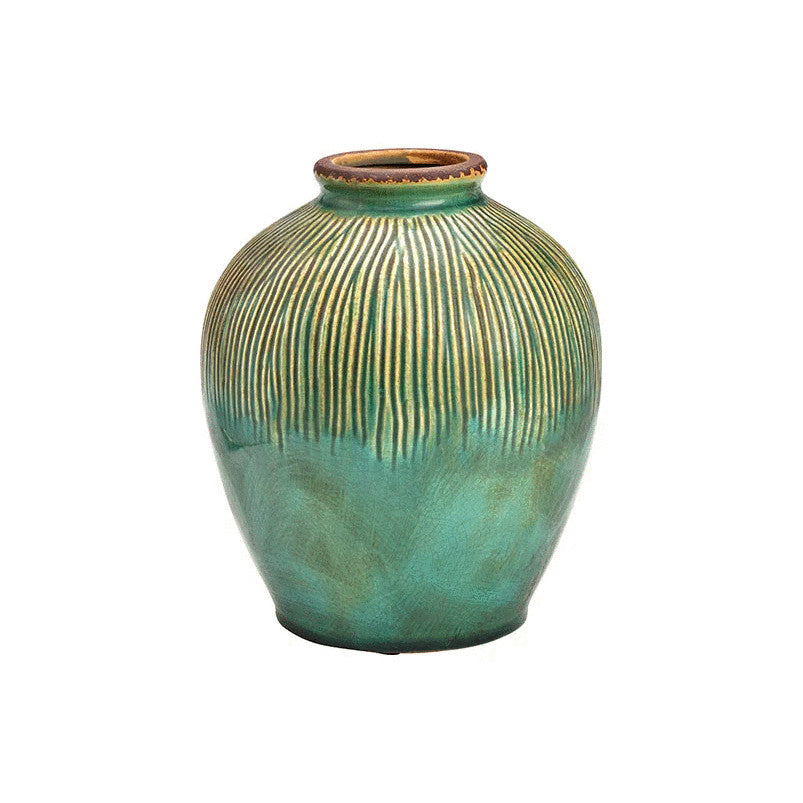 Vaza din ceramica, G. Wurm, verde, cu model, 19x22 cm - Victoria home deco