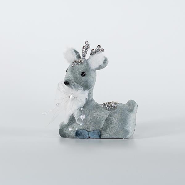 Figurina Craciun ,Ren din  catifea, albastru, 12x15cm