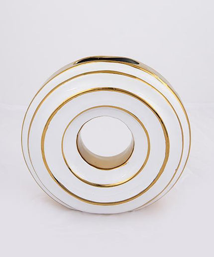 Vaza decorativa White-Golden, din ceramica, 25.5x8.2x24 cm