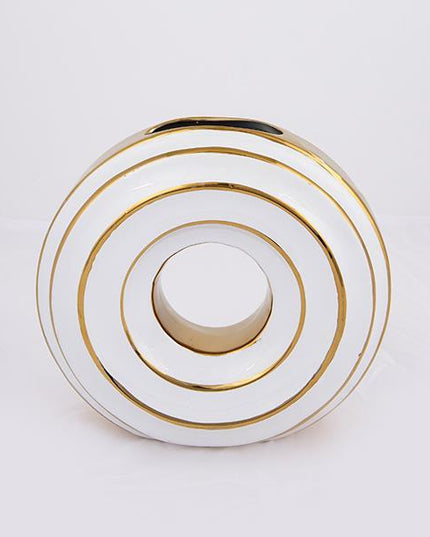 Vaza decorativa White-Golden, din ceramica, 25.5x8.2x24 cm
