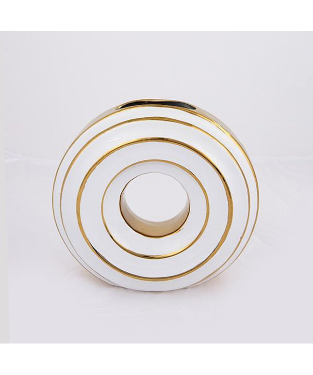 Vaza decorativa White-Golden, din ceramica, 25.5x8.2x24 cm