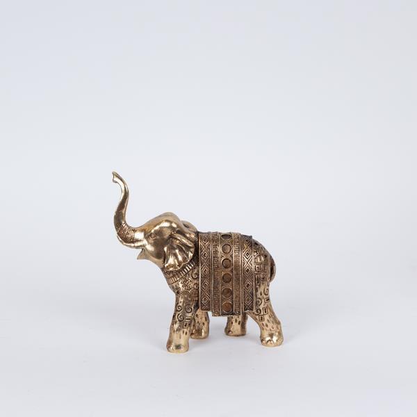 Decoratiune elefant, auriu cu model, 14.5x6x14.5cm