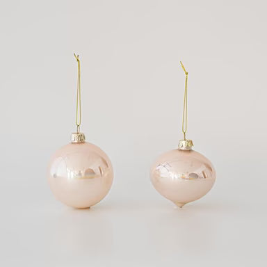 Set de 4 Globuri de Craciun, din Sticla, Eurolamp, Roz perlat, 10 cm