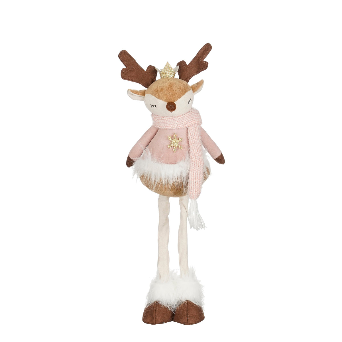 Figurina de Craciun, Ren cu fusta roz, 13X44 cm