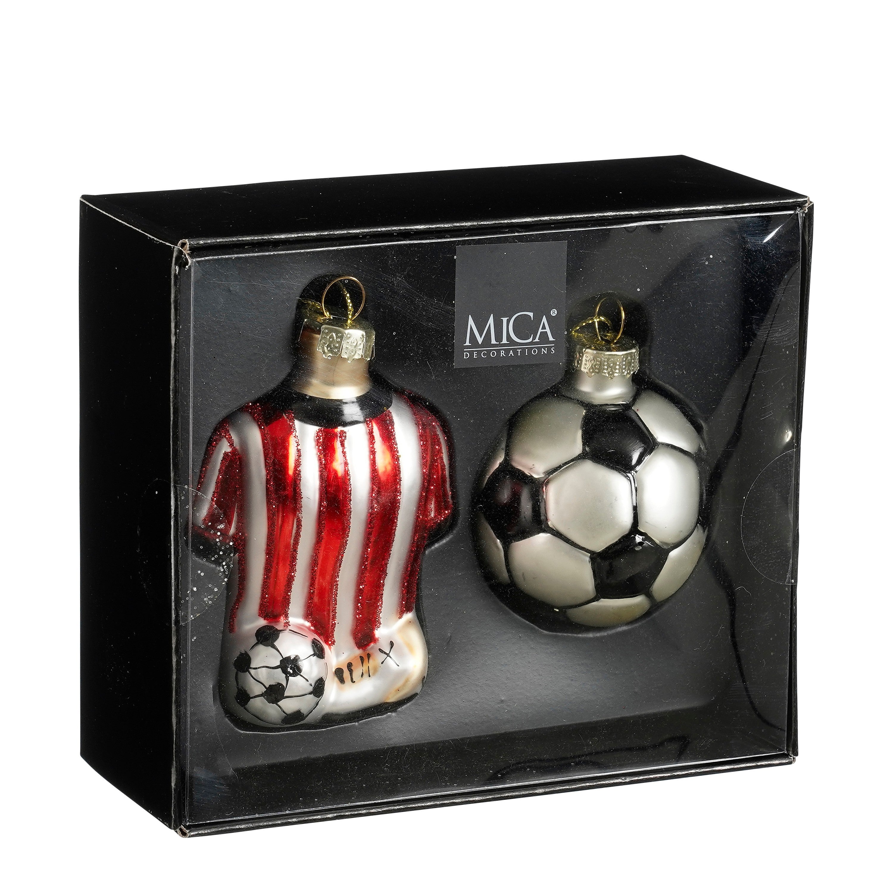 Ornament tricou rosu /glob minge, set 2 bucati, 14, 5x12, 5x6cm