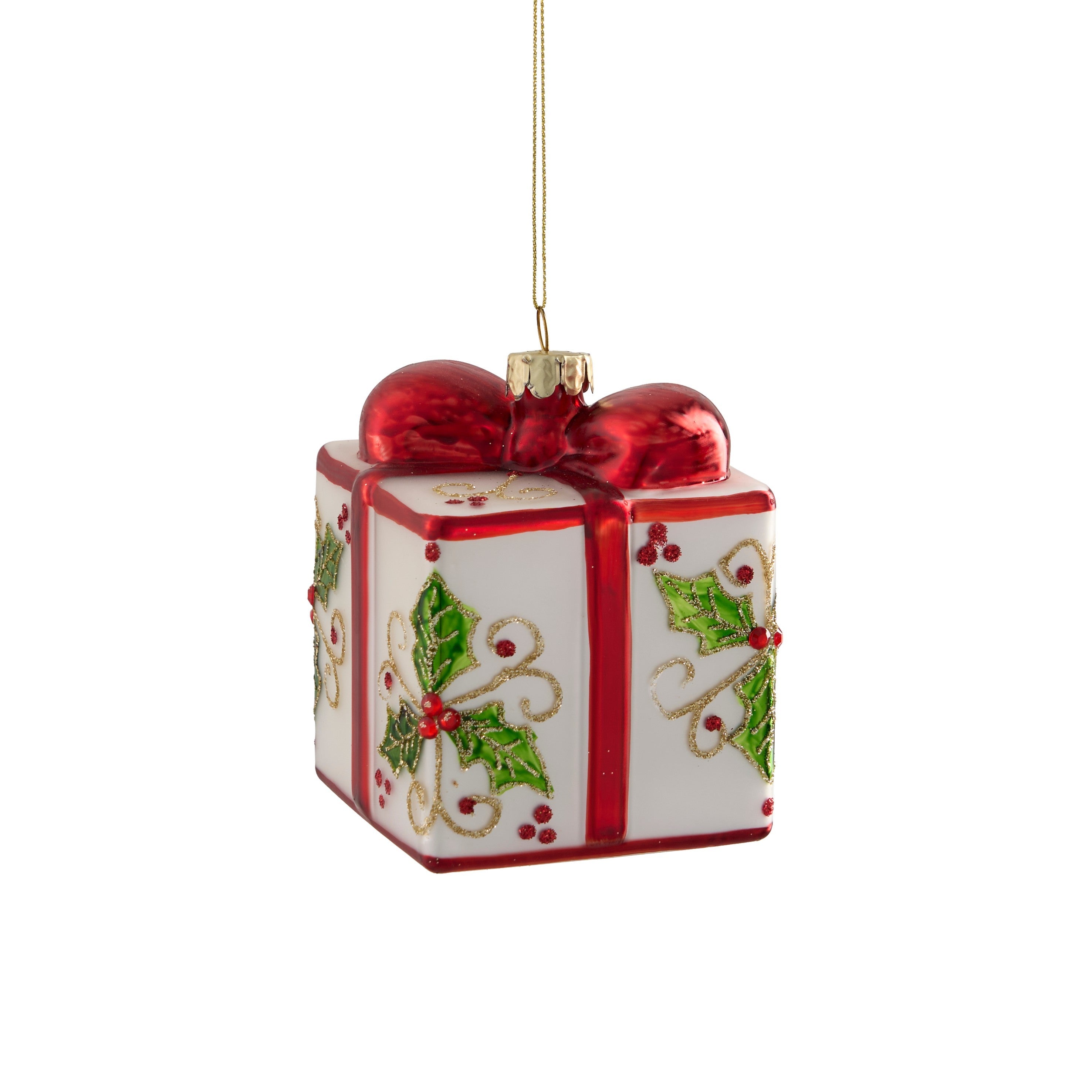 Ornament sticla cadou, multicolor 8x8x9.5 cm