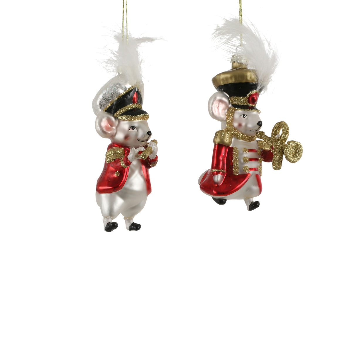 Set 2 Decoratiuni Craciun, soarece rosu, 2 modele asortate, 6, 5x5, 5x13, 5cm