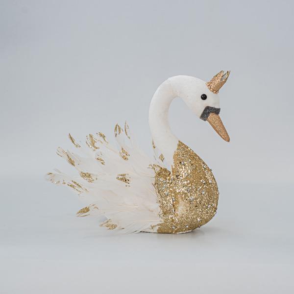 Decoratiune de Craciun, Lebada decor White Gold 27 cm x 22 cm x 28 cm