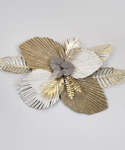 Decoratiune perete metalica, maro-gri, 92.7x51.4x8.9 cm