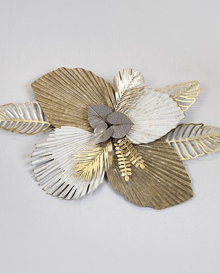 Decoratiune perete metalica, maro-gri, 92.7x51.4x8.9 cm