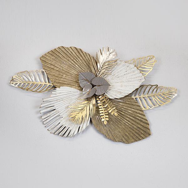Decoratiune perete metalica, maro-gri, 92.7x51.4x8.9 cm