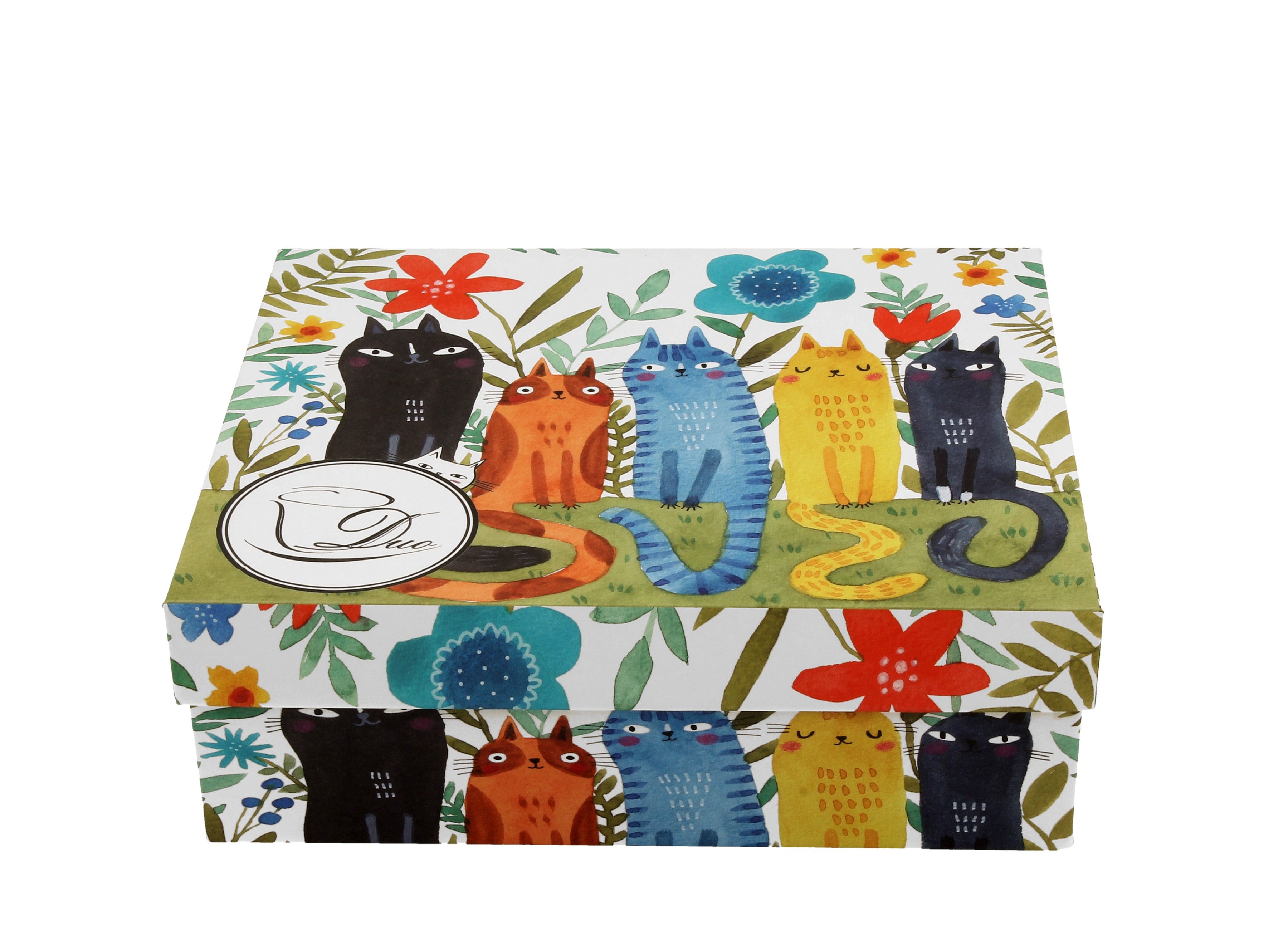 Set 2 cesti espresso cu farfurioare, Gradina Pisicilor, 100 ml, multicolor - Victoria home deco