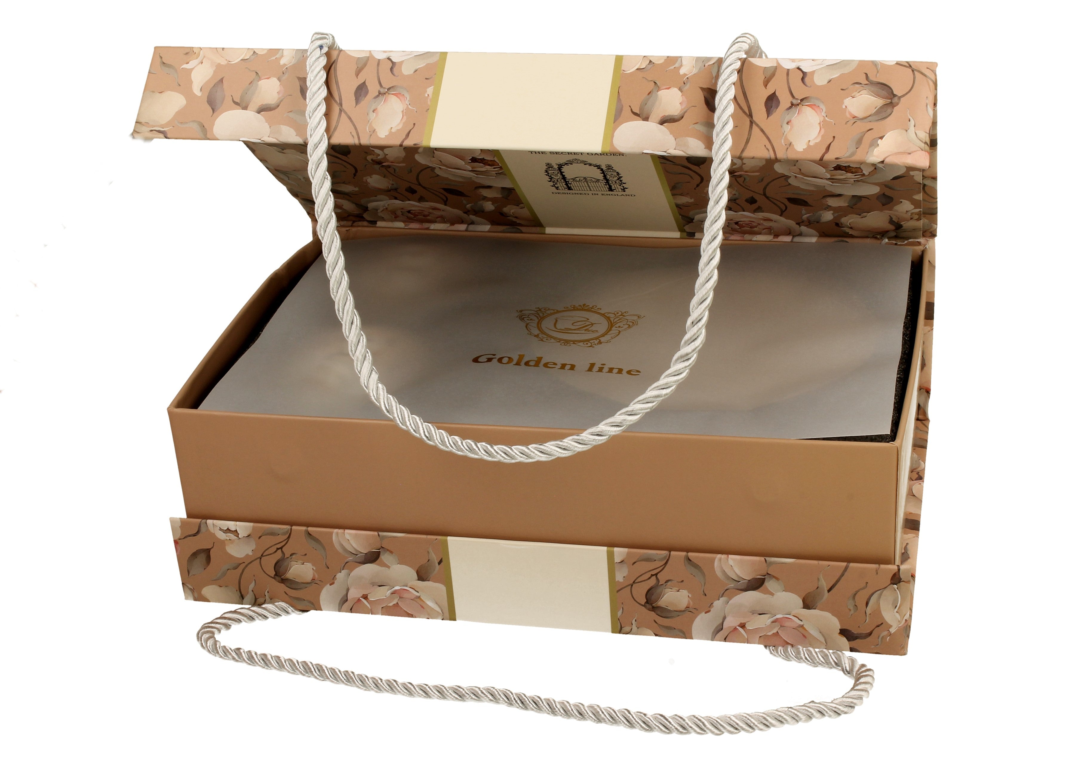 Set 2 cesti espresso cu farfurioare English Roses Cream, Golden Line, 90 ml - Victoria home deco