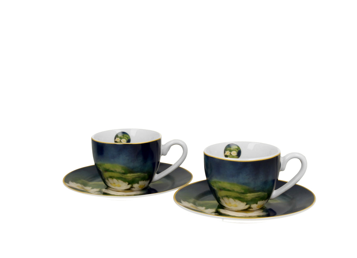 Set de 2 cesti si farfurie espressmlo, Nuferi, 110