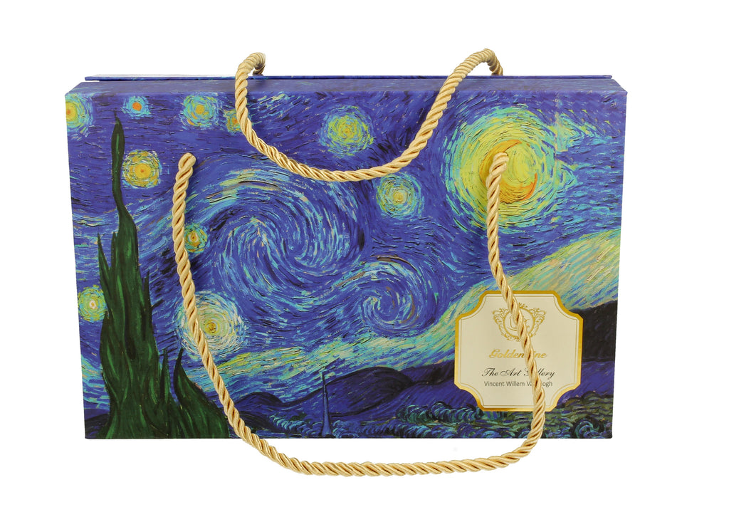 Set 2 cesti espresso cu farfurioare Starry Night, inspirat de Van Gogh - Golden Line, 90 ml - Victoria home deco