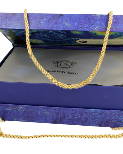 Set 2 cesti espresso cu farfurioare Starry Night, inspirat de Van Gogh - Golden Line, 90 ml - Victoria home deco