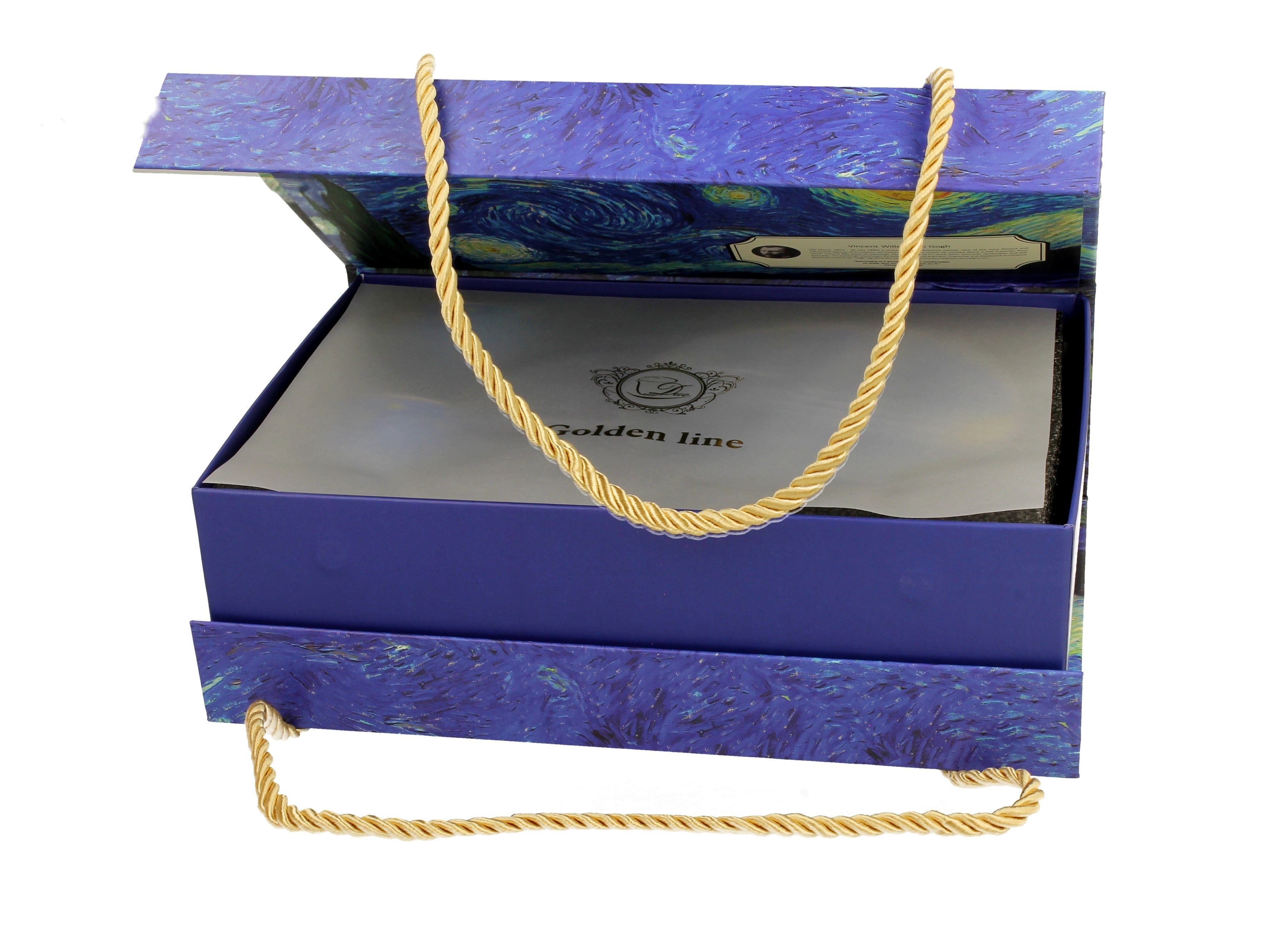 Set 2 cesti espresso cu farfurioare Starry Night, inspirat de Van Gogh - Golden Line, 90 ml - Victoria home deco