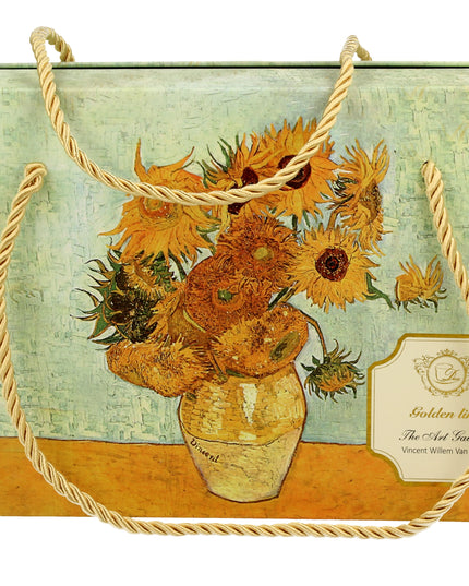 Set 2 cesti espresso cu farfurioare Floarea -Soarelui inspirat de Van Gogh - Golden Line, 90 ml - Victoria home deco