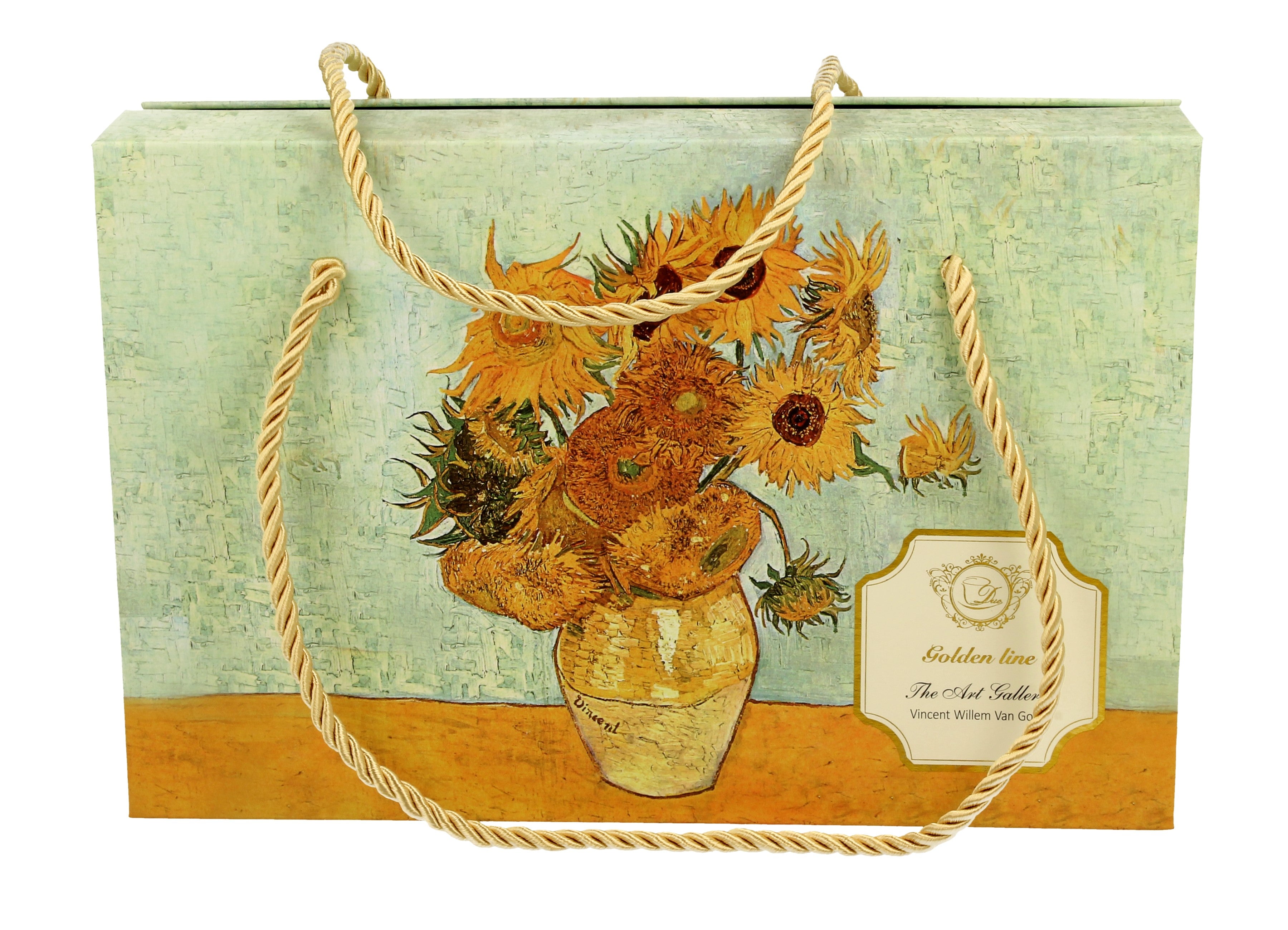 Set 2 cesti espresso cu farfurioare Floarea -Soarelui inspirat de Van Gogh - Golden Line, 90 ml - Victoria home deco