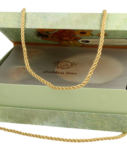 Set 2 cesti espresso cu farfurioare Floarea -Soarelui inspirat de Van Gogh - Golden Line, 90 ml - Victoria home deco
