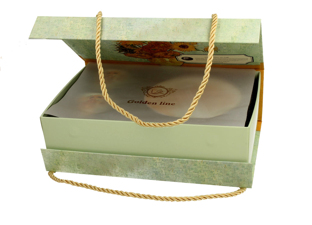 Set 2 cesti espresso cu farfurioare Floarea -Soarelui inspirat de Van Gogh - Golden Line, 90 ml - Victoria home deco