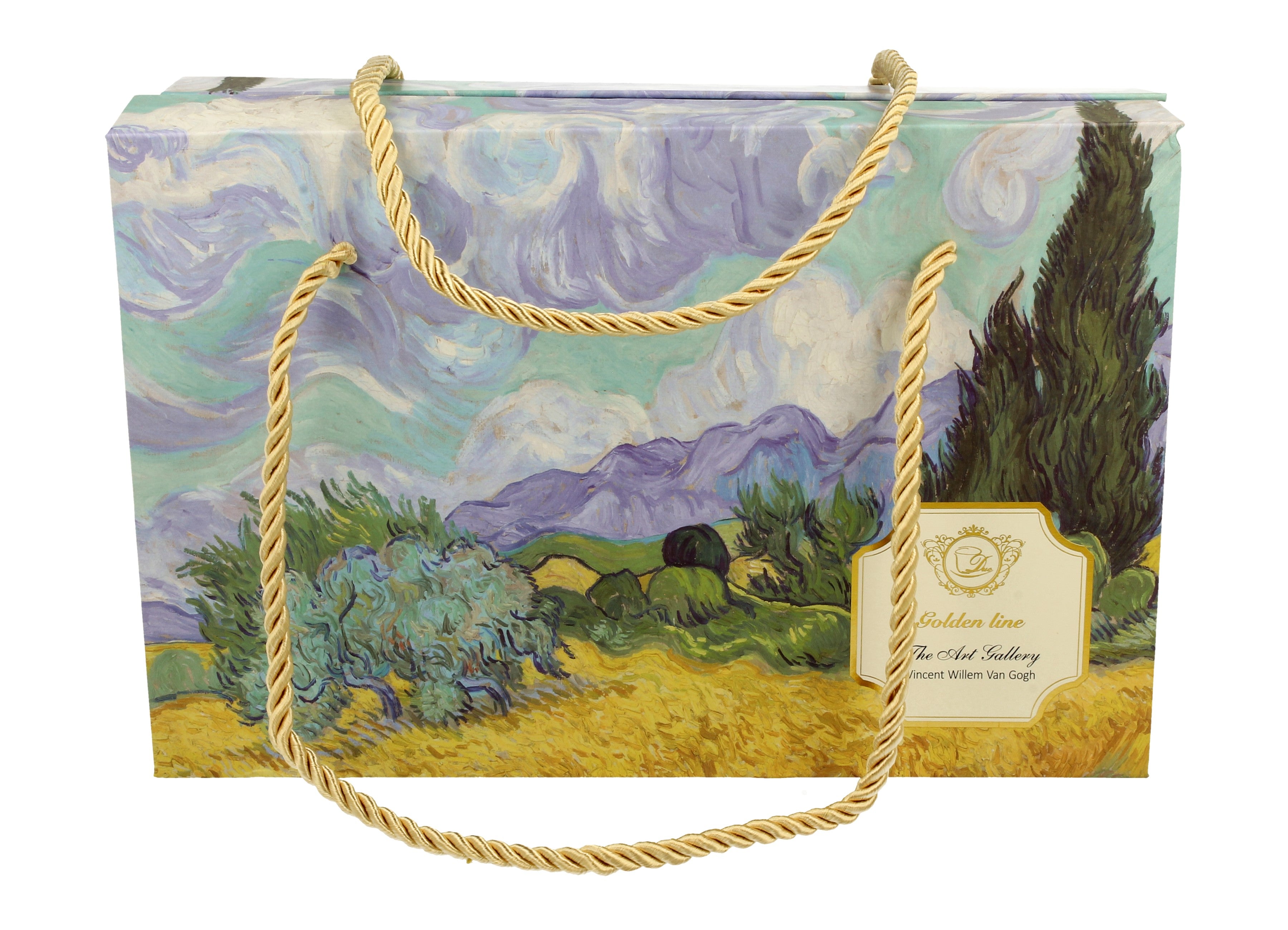 Set 2 cesti espresso cu farfurii Weat Field, inspirat de Van Gogh - Golden Line, 90 ml - Victoria home deco