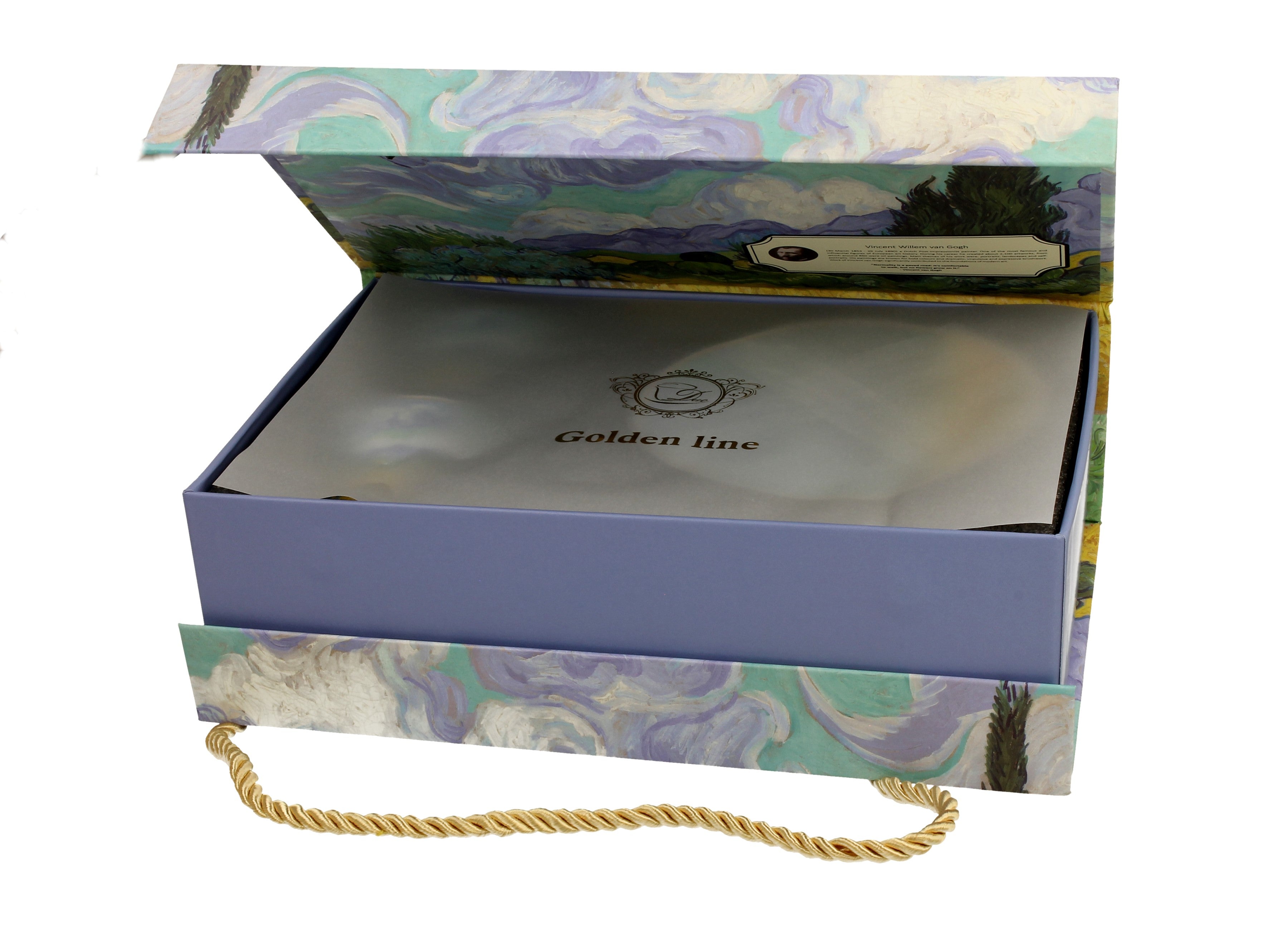 Set 2 cesti espresso cu farfurii Weat Field, inspirat de Van Gogh - Golden Line, 90 ml - Victoria home deco