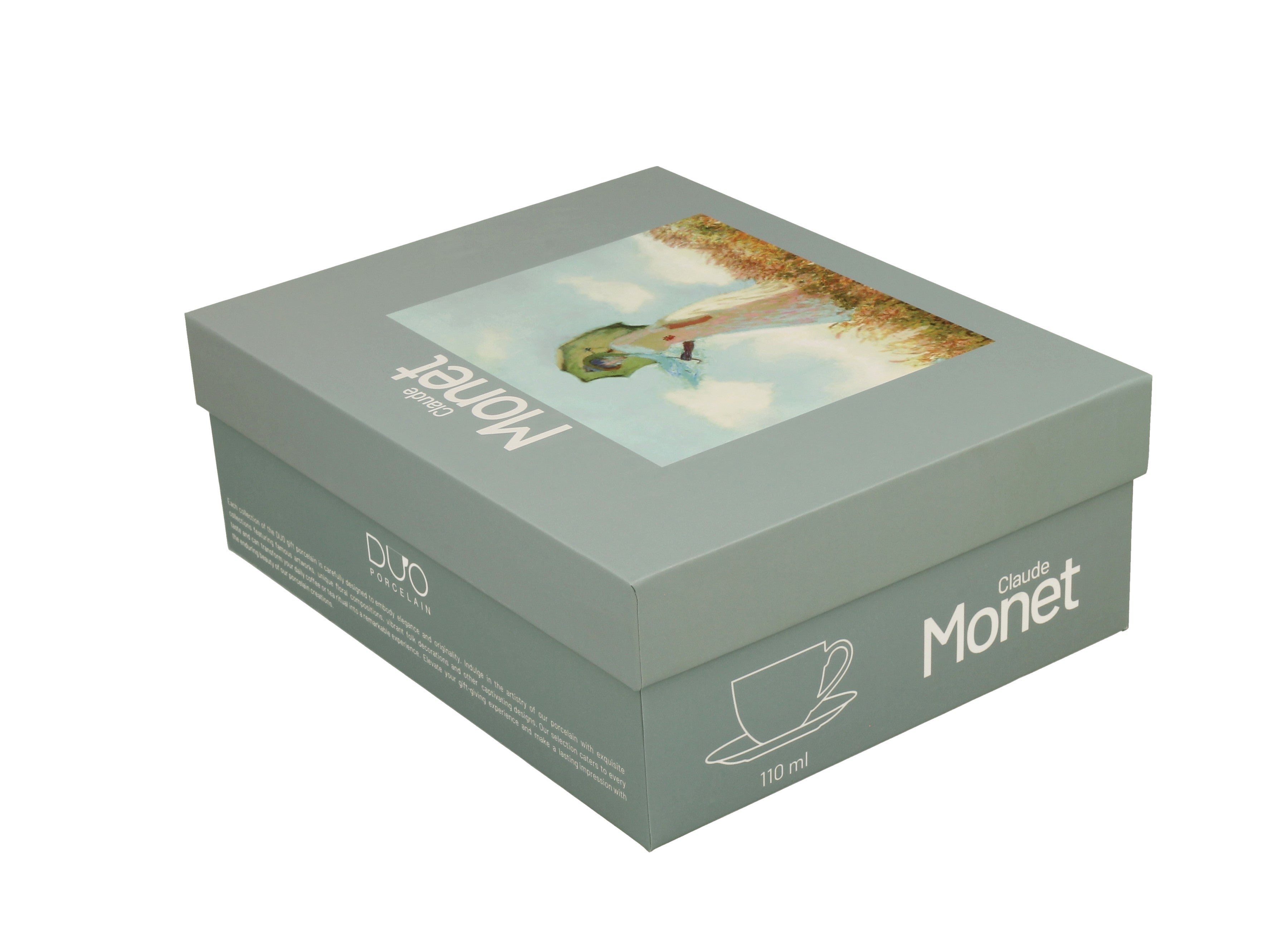 Set de 2 cesti si farfurie espresso, C. Monet -Femeia cu umbrela, 110 ml