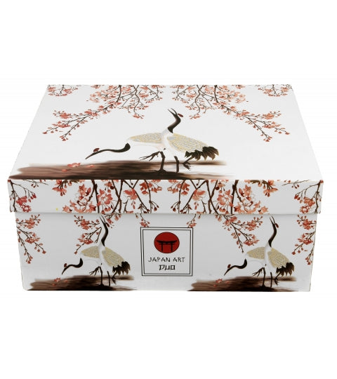 Set de 2 cesti de lux cu farfurie, Duo Sakura &Cranes portelan, 270 ml, multicolor, DUO