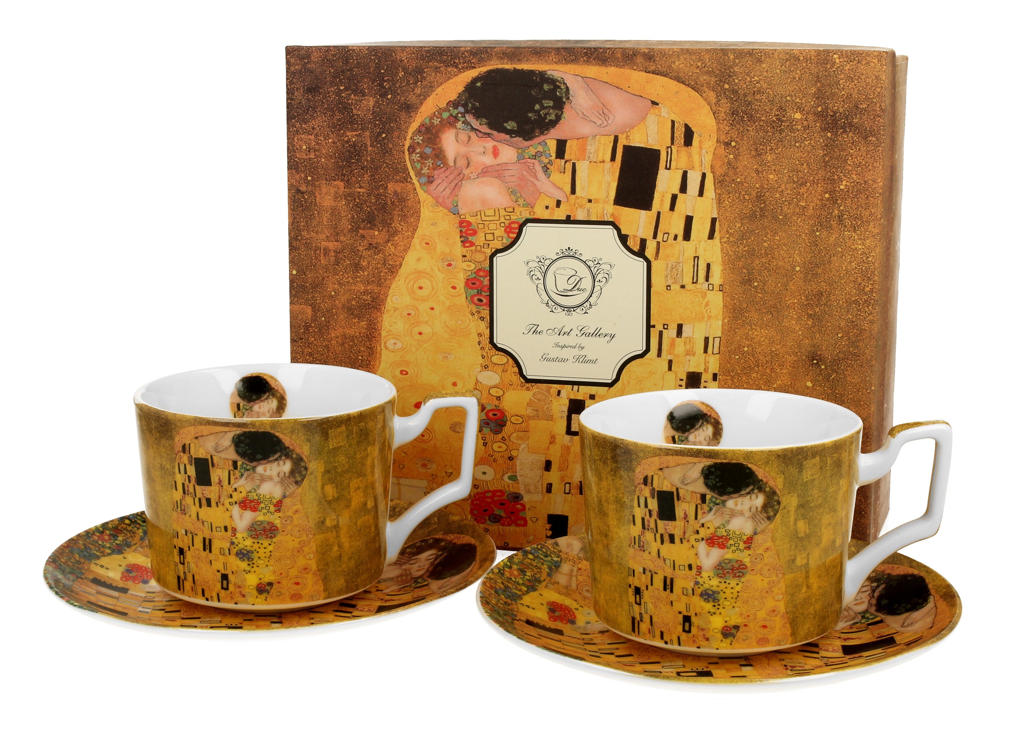 Set  cesti de lux cu farfurii THE KISS CLASSIC inspirat de Klimt, 270 ml - Victoria home deco