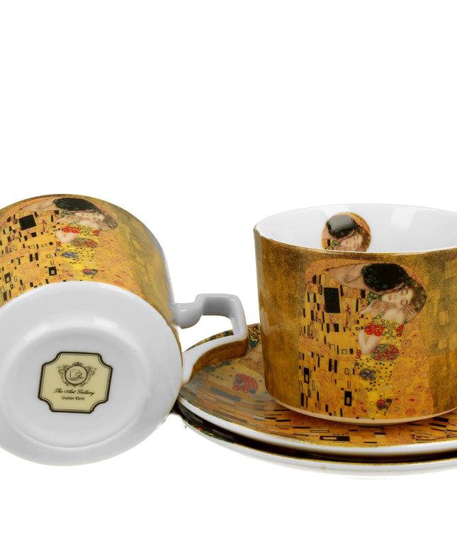 Set  cesti de lux cu farfurii THE KISS CLASSIC inspirat de Klimt, 270 ml - Victoria home deco