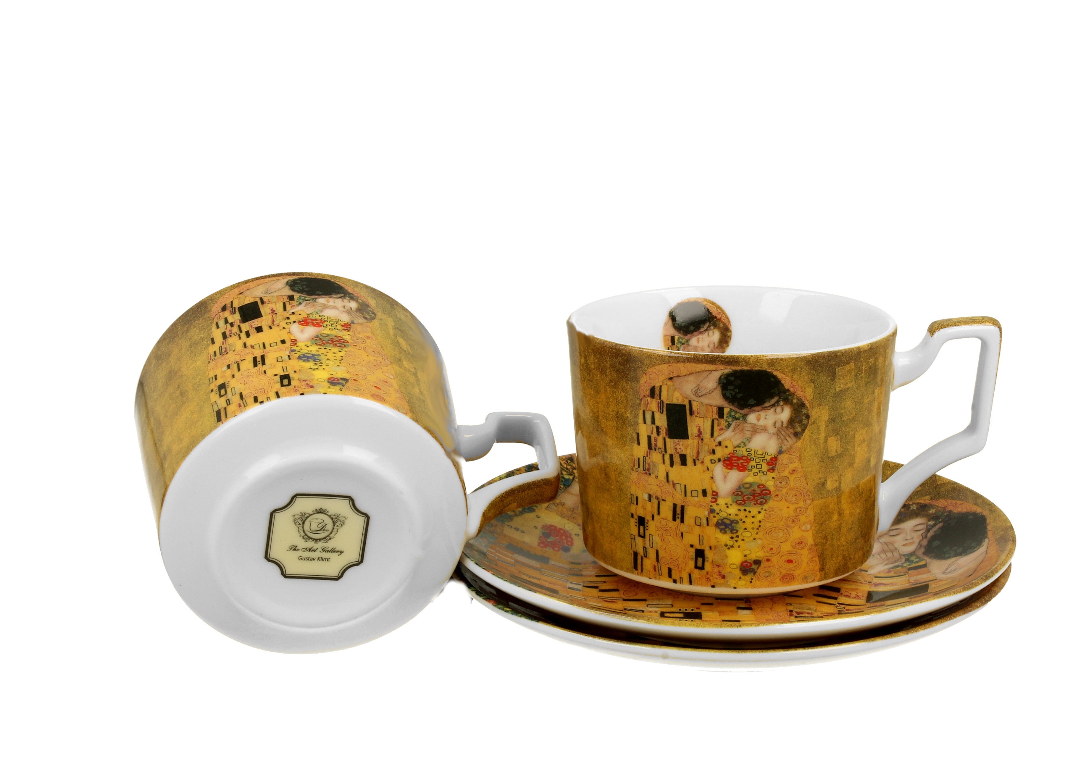 Set  cesti de lux cu farfurii THE KISS CLASSIC inspirat de Klimt, 270 ml - Victoria home deco