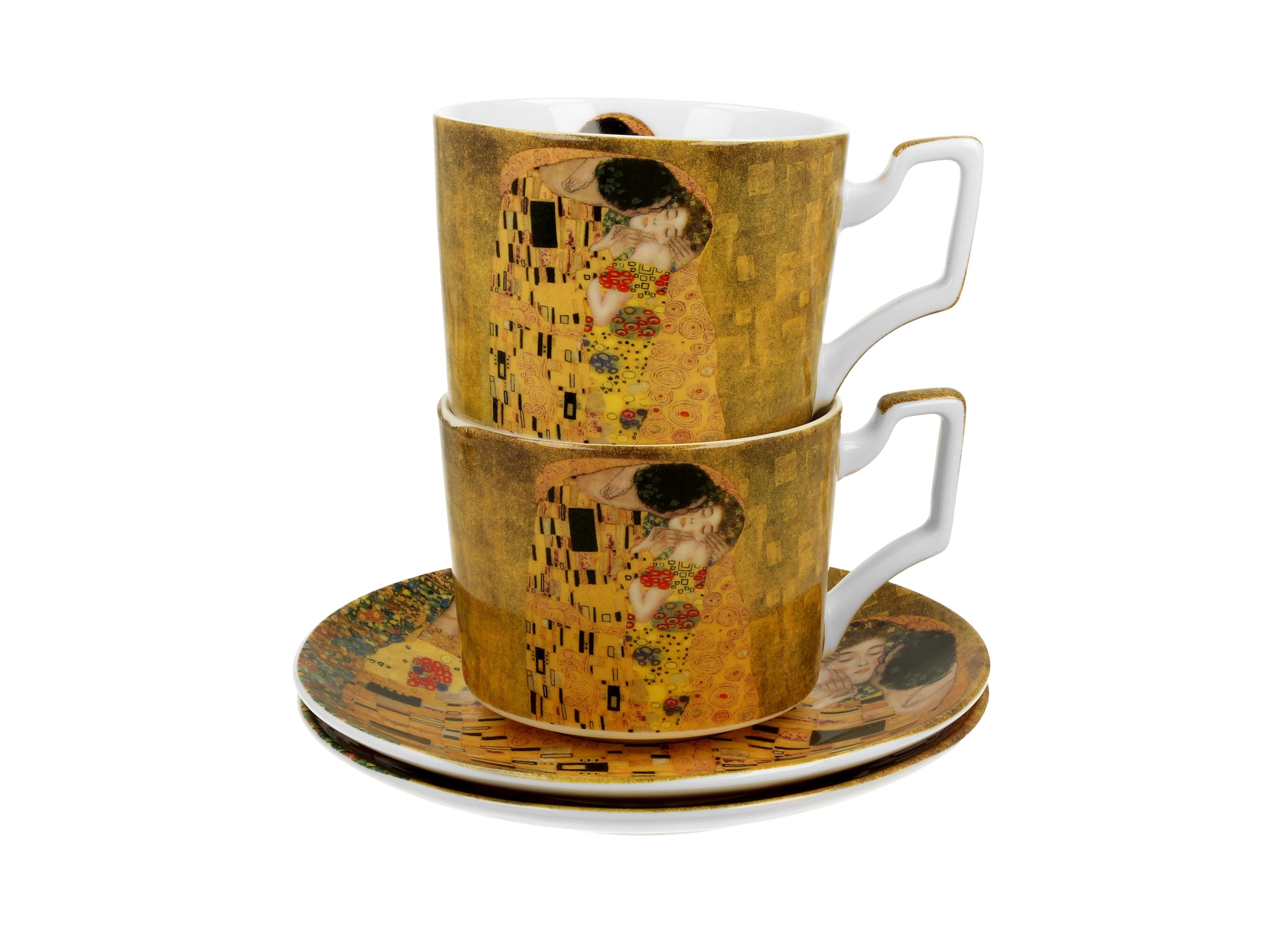 Set  cesti de lux cu farfurii THE KISS CLASSIC inspirat de Klimt, 270 ml - Victoria home deco