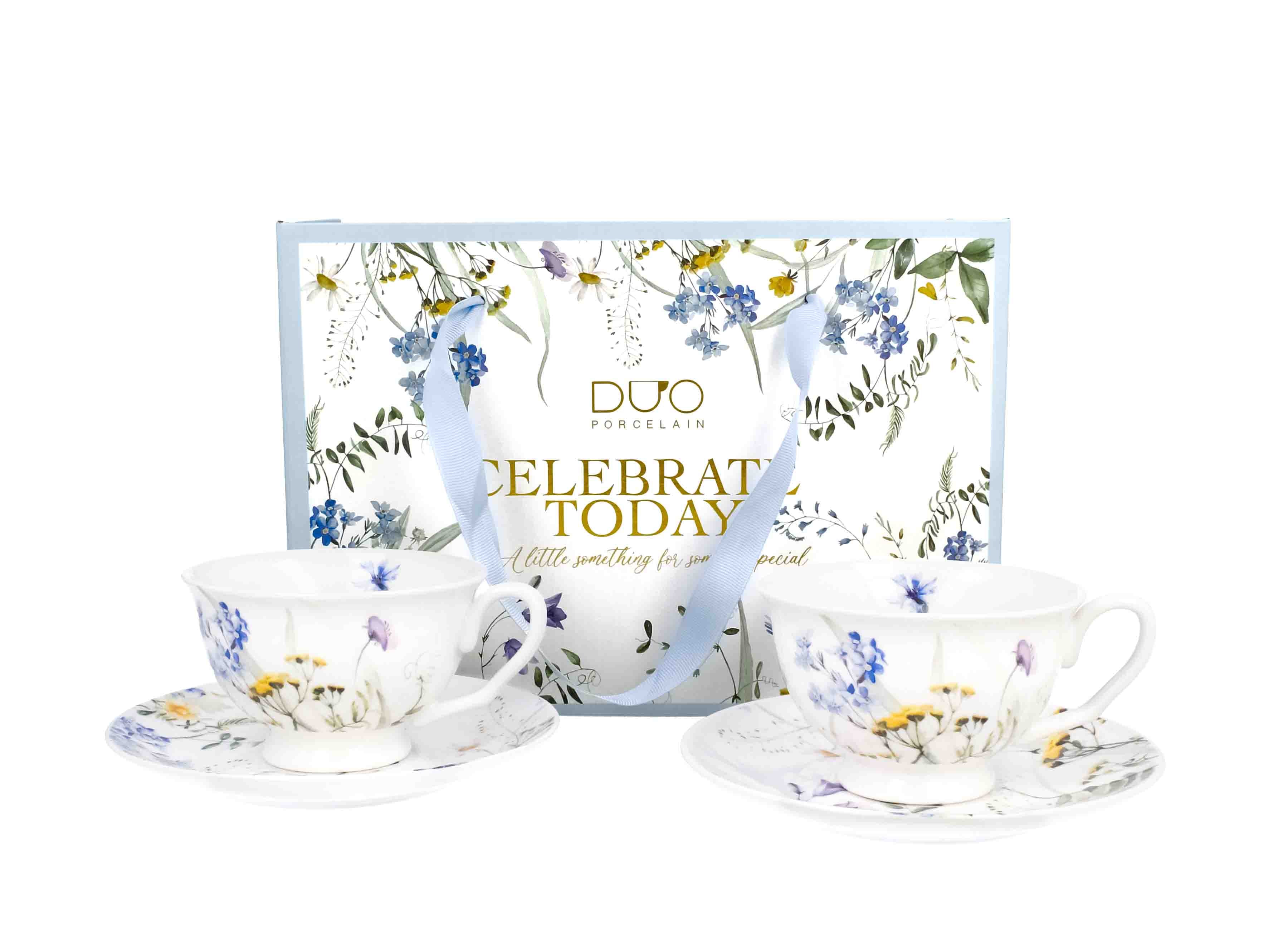 Un set de două cești și farfurioare  MELODY  royal din seria Royal Flowers,250 ml