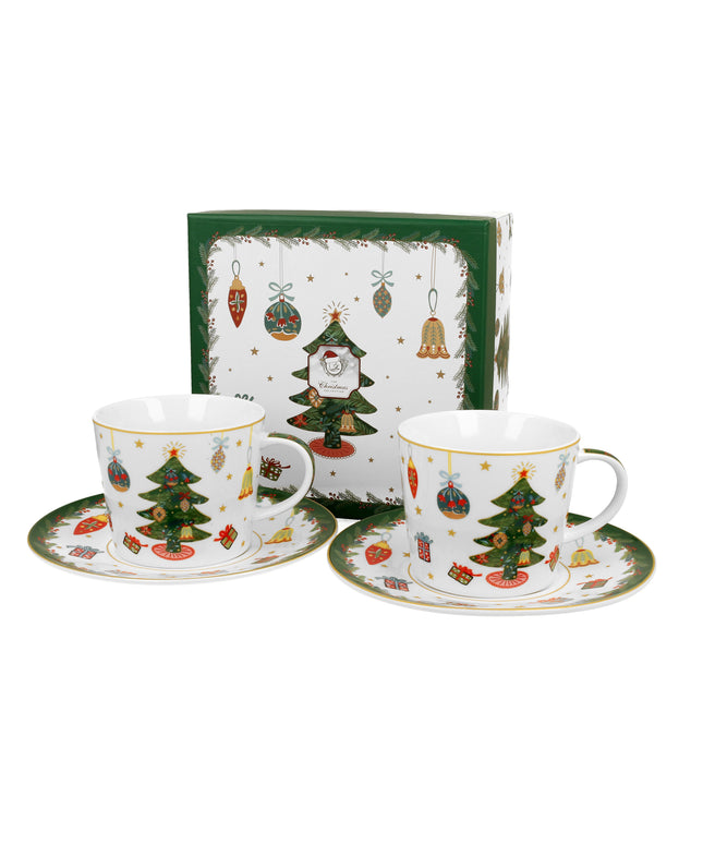 Set două cesti și farfurii Around Christmas Tree,250 ML - Victoria home deco