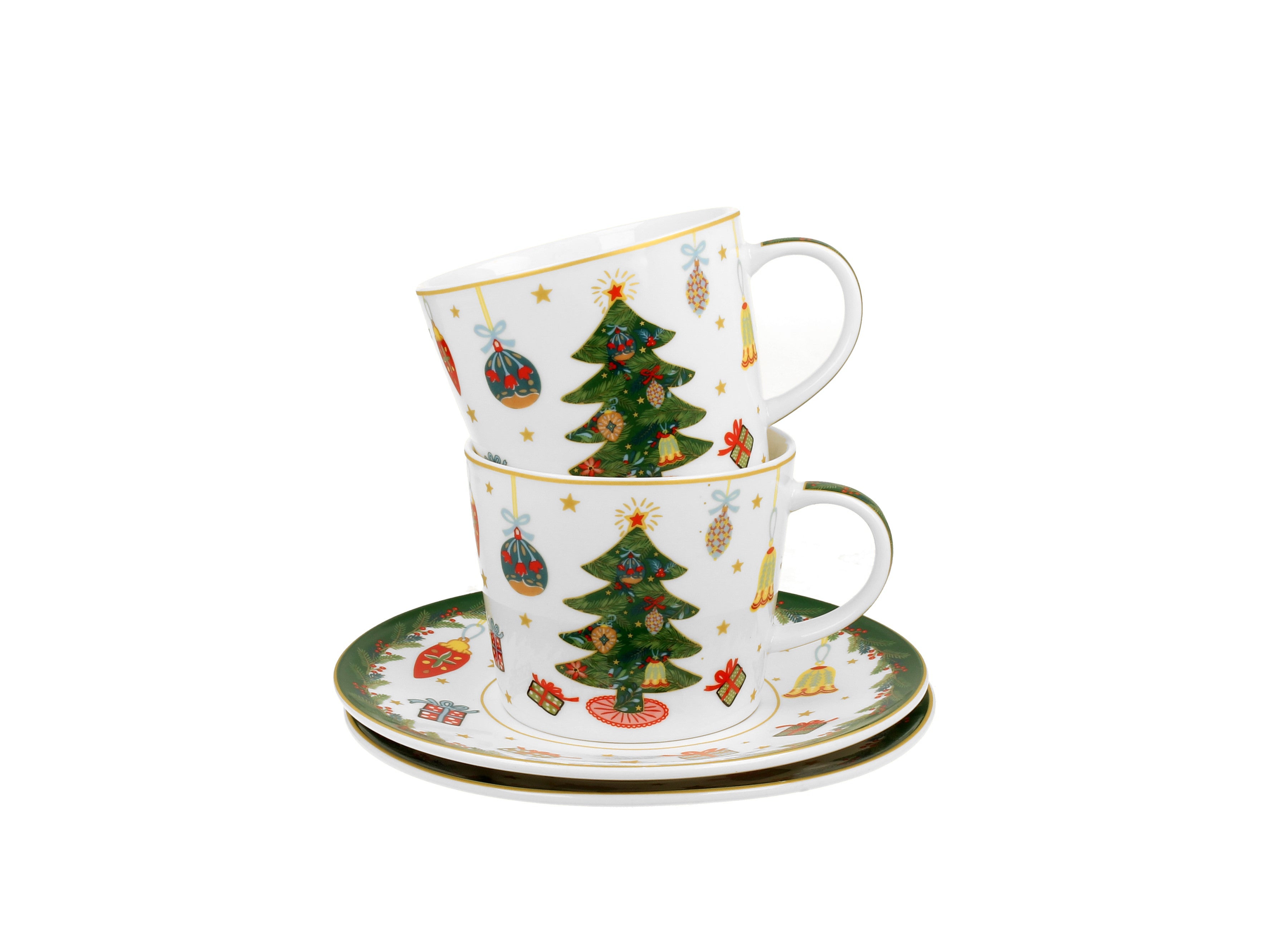 Set două cesti și farfurii Around Christmas Tree,250 ML - Victoria home deco