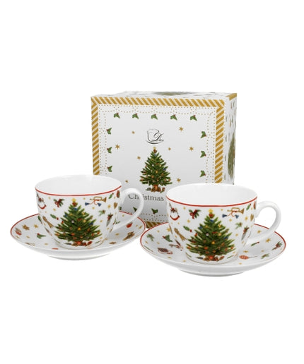 Set 2 cesti și farfurii Christmas Tree, 270ml - Victoria home deco
