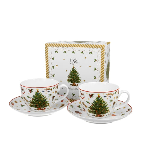 Set 2 cesti și farfurii Christmas Tree, 270ml - Victoria home deco