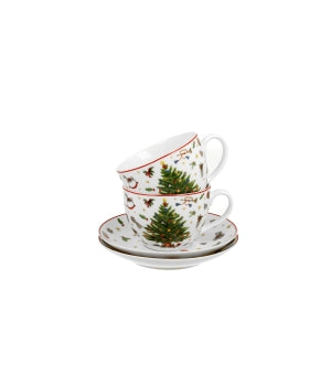 Set 2 cesti și farfurii Christmas Tree, 270ml - Victoria home deco