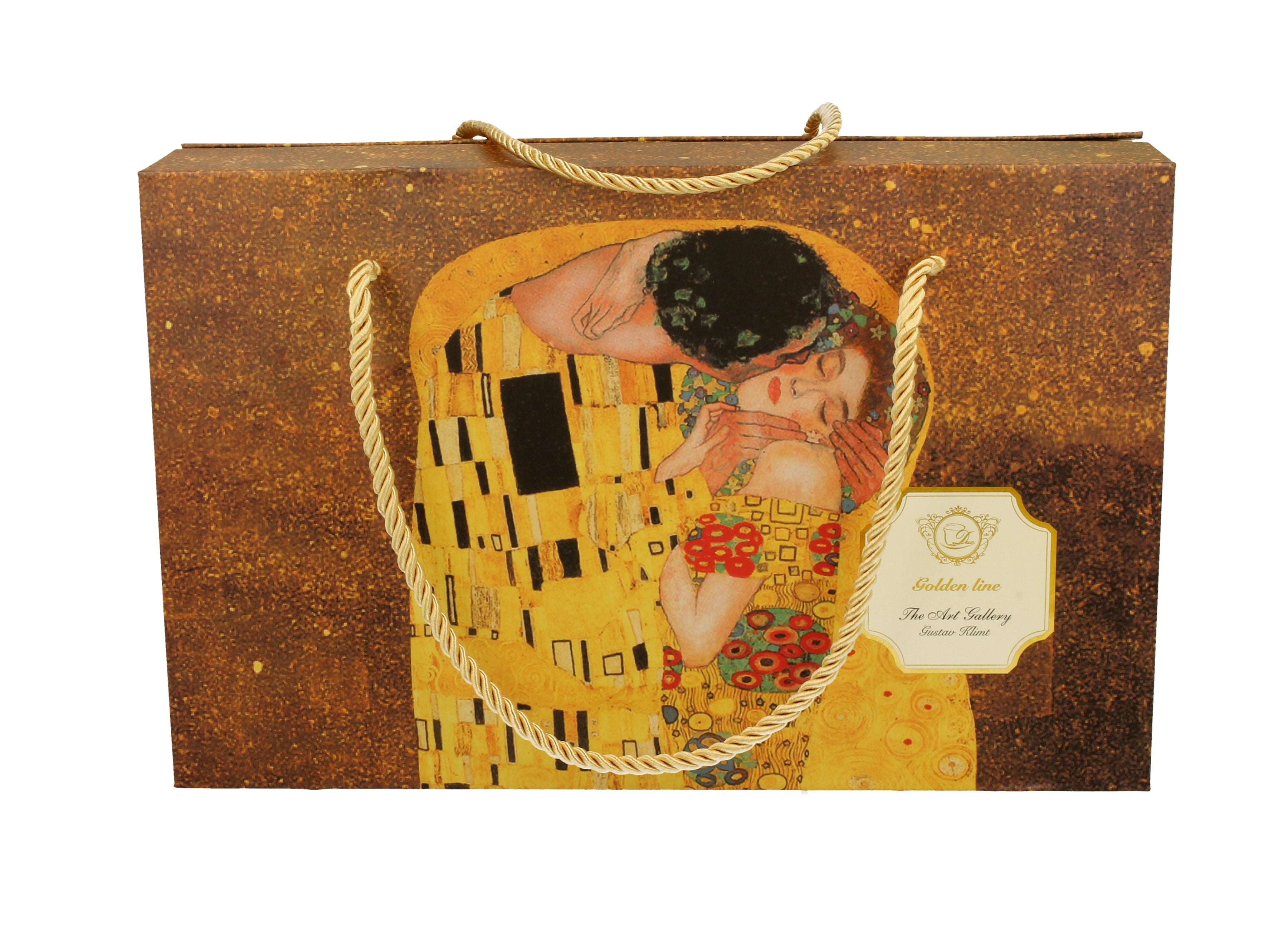 Set 2 cesti 2 cesti si farfurioare Kiss Clasic inspirate de Klimt - Golden Line, 250 ml - Victoria home deco
