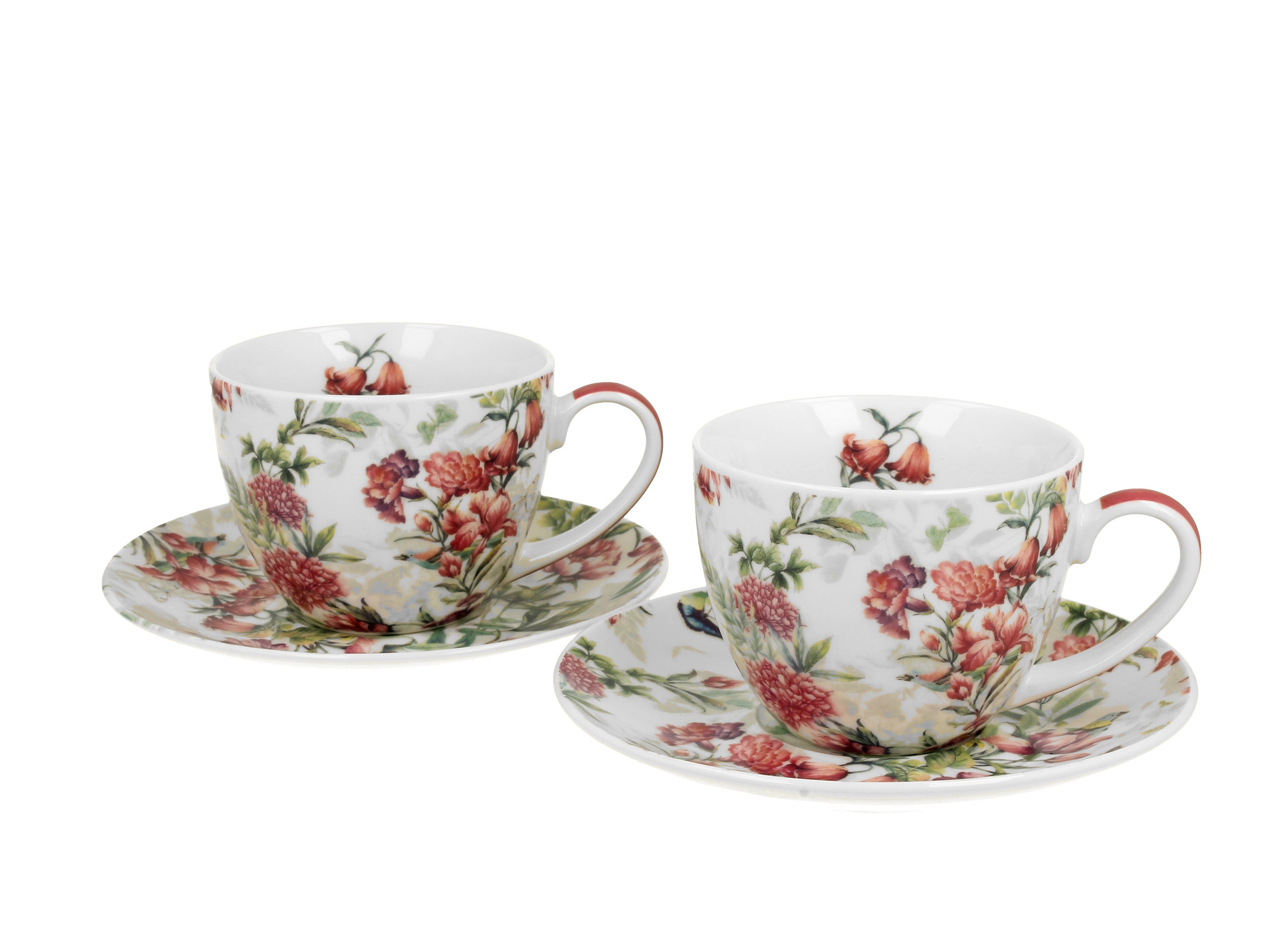 Set de 2 cesti si farfurie, Lucia, portelan, multicolor, 250 ml - Victoria home deco