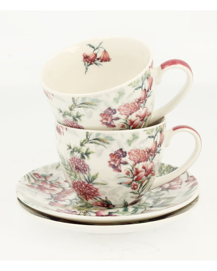 Set de 2 cesti si farfurie, Lucia, portelan, multicolor, 250 ml - Victoria home deco