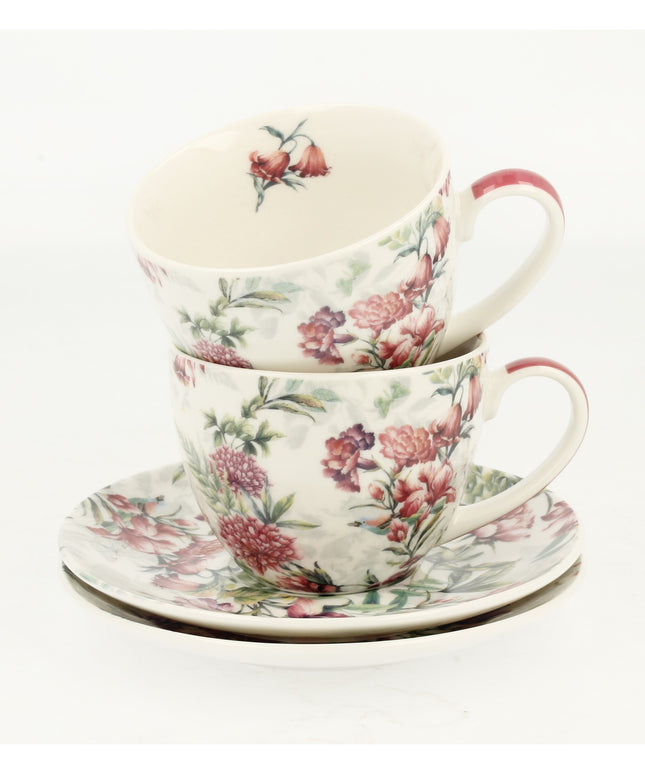 Set de 2 cesti si farfurie, Lucia, portelan, multicolor, 250 ml - Victoria home deco