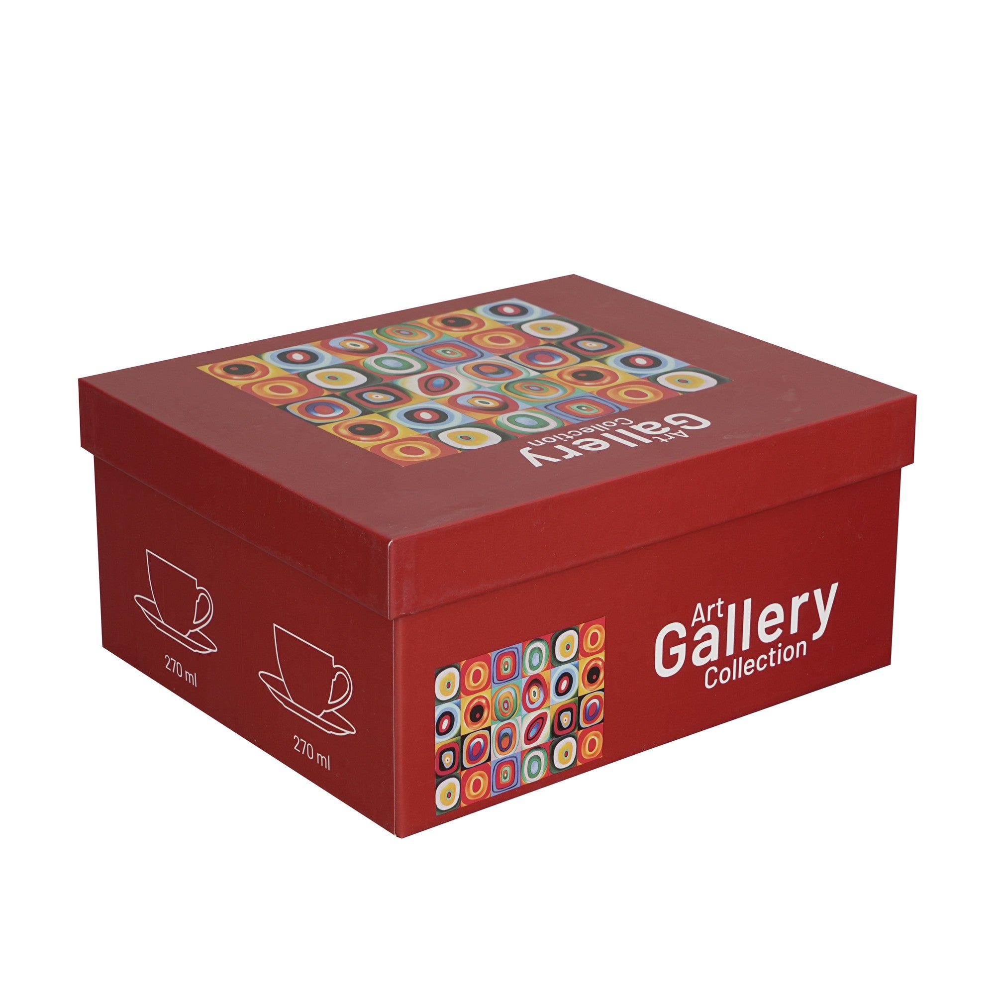 Set  2 cești și farfurioare PĂTRATE CU CERCURI inspirate de W. Kandinsky