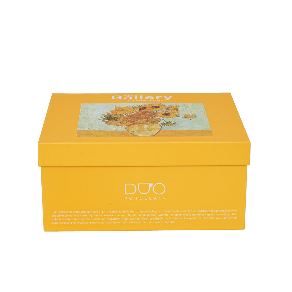 Set 2 cești și farfurioare FLOAREA-SOARELUI inspirate de Van Gogh, 270 ml