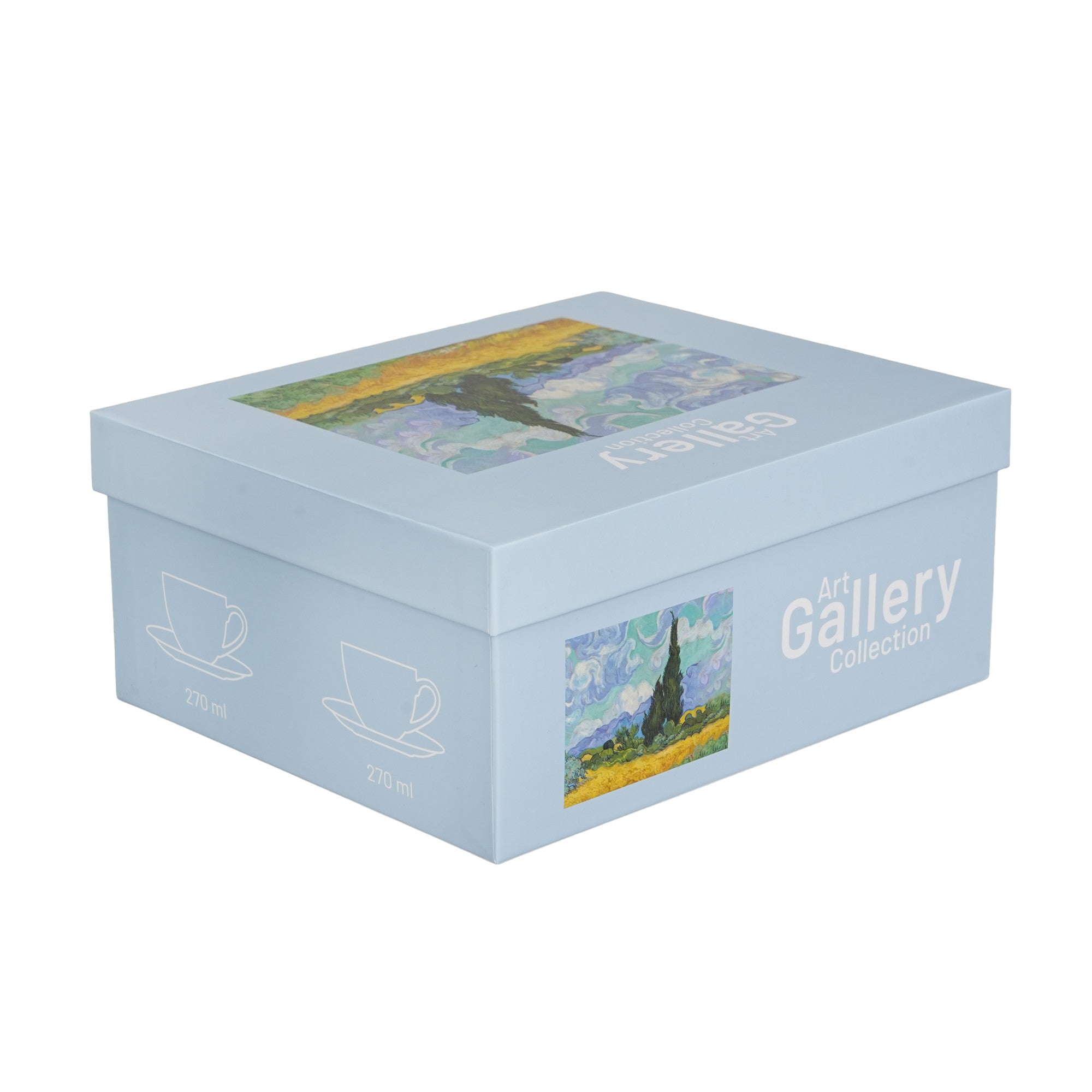 Set  2 cești și farfurioare CÂMP DE GRÂU inspirat de Van Gogh, 270 ml
