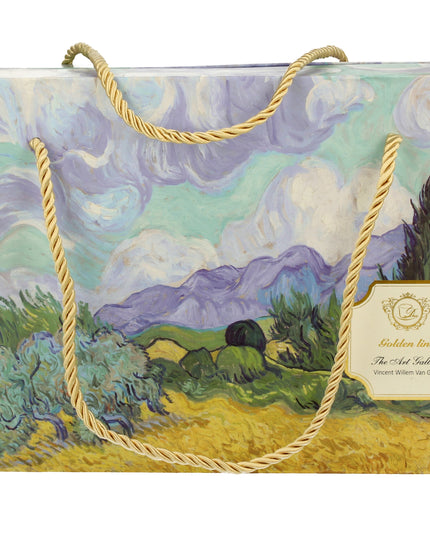 Set 2 cesti si farfurioare Weat Filed, inspirate de Van Gogh - Golden Line, 250 ml - Victoria home deco