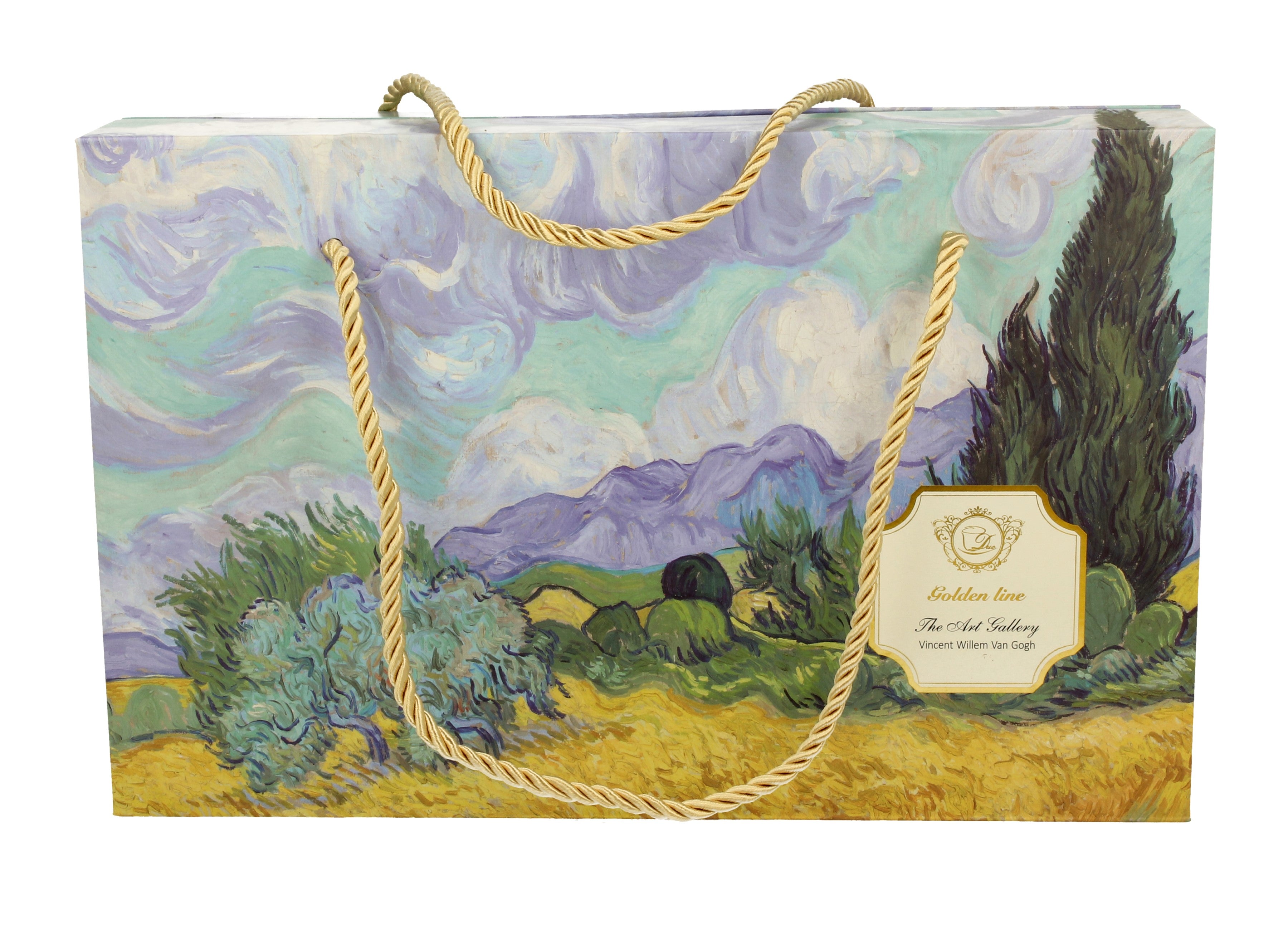 Set 2 cesti si farfurioare Weat Filed, inspirate de Van Gogh - Golden Line, 250 ml - Victoria home deco