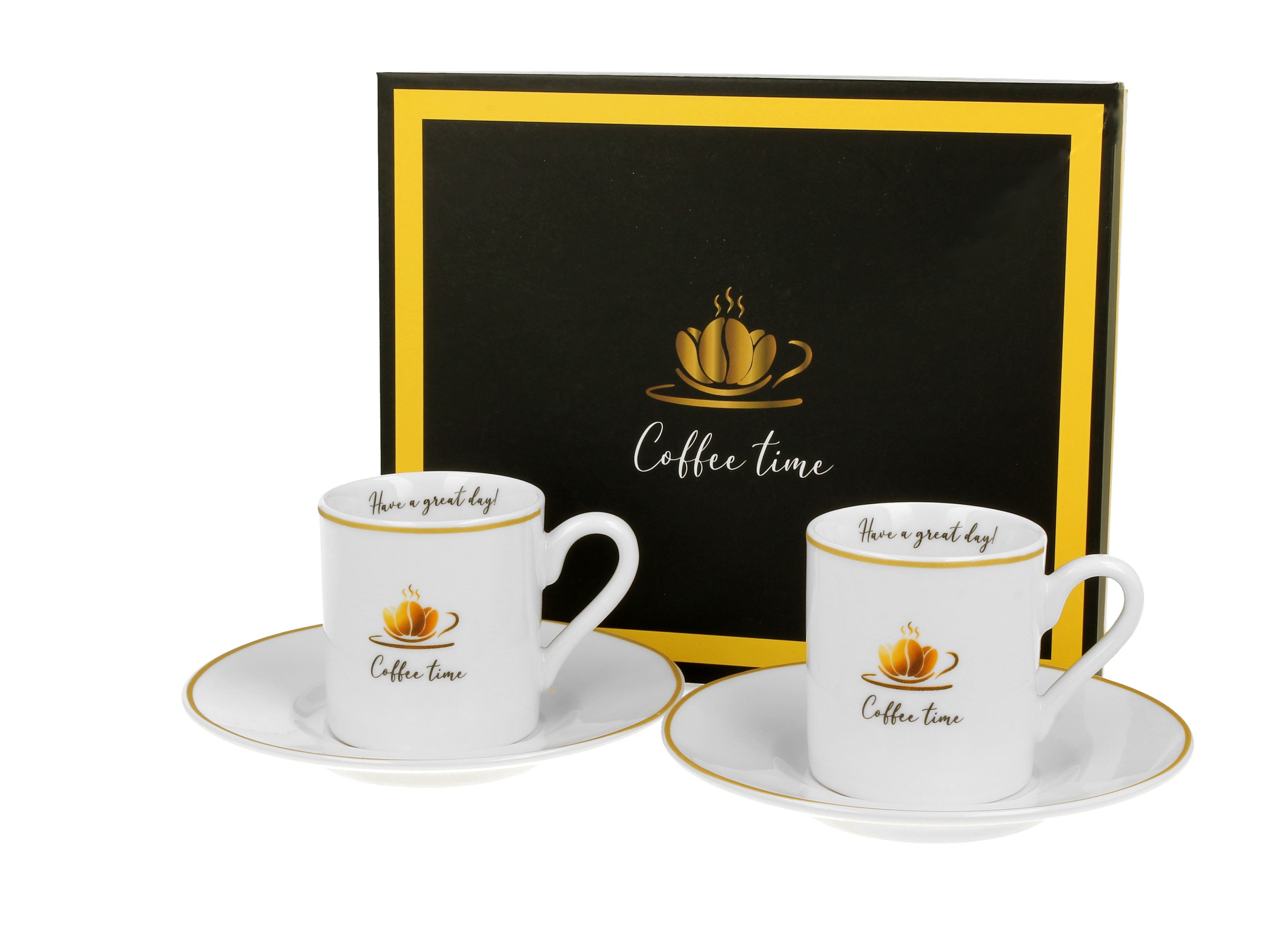 Set 2 cesti espresso cu farfurioare, Cofee Time 1, 100 ml, multicolor - Victoria home deco