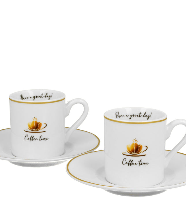 Set 2 cesti espresso cu farfurioare, Cofee Time 1, 100 ml, multicolor - Victoria home deco
